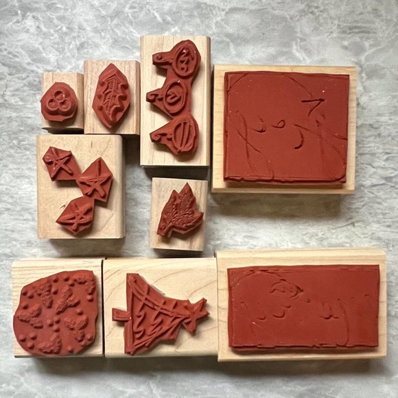 Stampin’ Up! Vintage 2000 & 2003 Christmas Holiday Sprit Stamp Set Of 9 Stamps - Picture 8 of 14